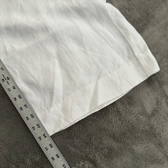 H Halston White Wide Leg Linen Blend Pull On Pants Women's LARGE Vacation Resort - Picture 6 of 7
